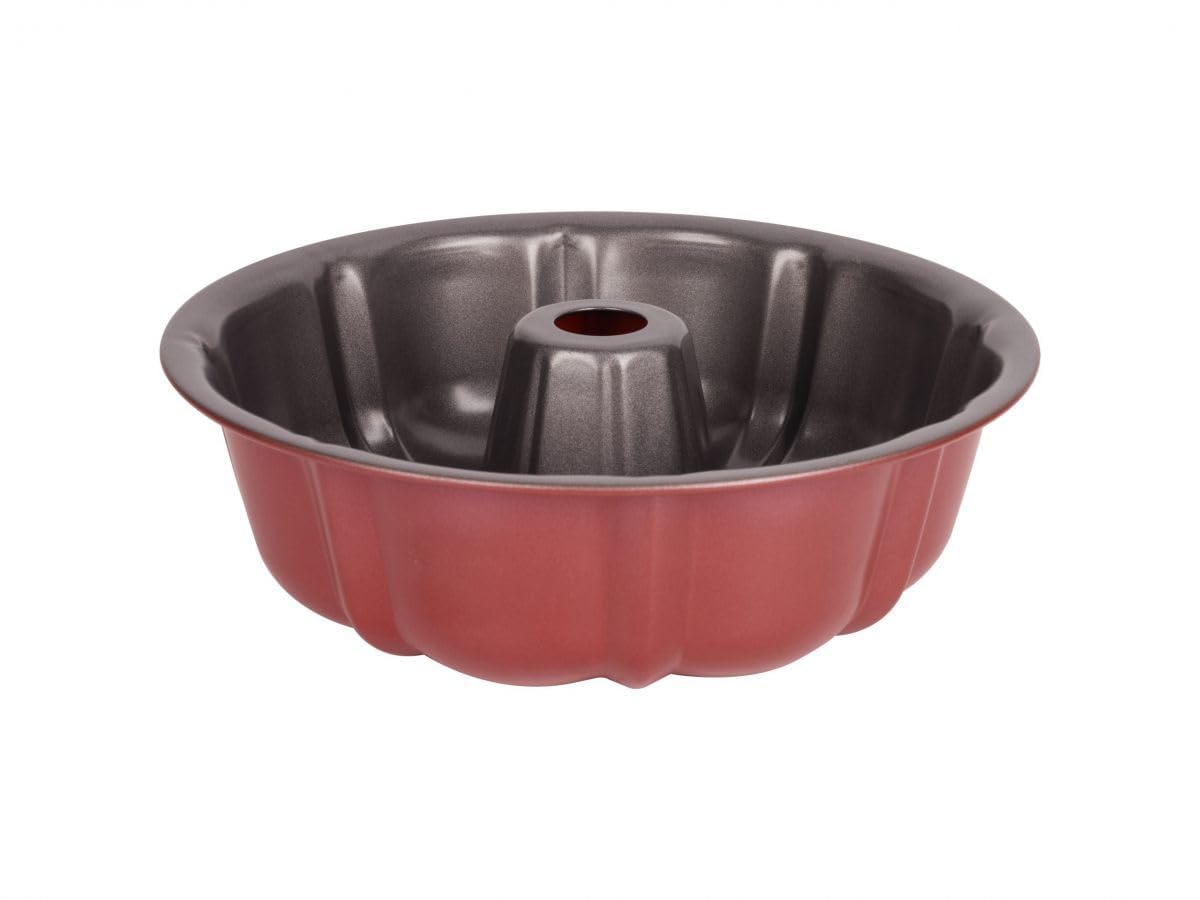 MGE - Moule à Pâtisserie Savarin - Moule à Pâtisserie avec Tube - Moule à Anneaux - Moule à Gâteau - Cerise - 24 cm