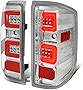 3D LED Tail Brake Lights Compatible with Chevy Silverado 1500 2500HD 3500HD 14-19, Pair, Chrome Housing, Clear Lens
