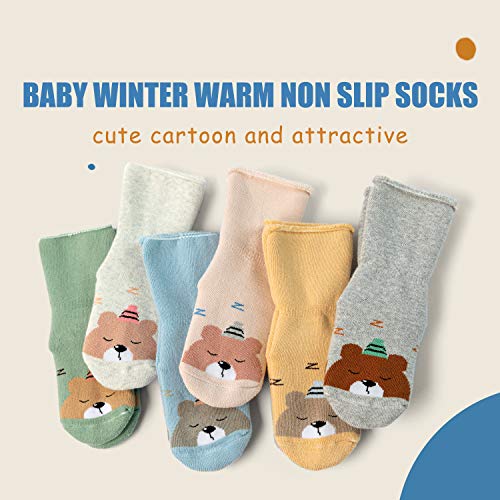 Baby Non Slip Warm Socks Baby Boys Thick Winter Socks with Grips for Baby Girls Non Skid Socks 6 Pack2