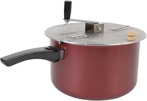 Stainless Steel Popcorn Maker with Hand Crank, Stovetop Popcorn Popper, Stainless Steel Popcorn Pot for Gas Stove Induction Cooker, Manual Hand Operated Popcorn Maker