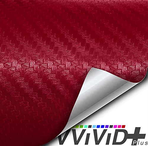 VViViD XPO Burgundy Dry Carbon Fiber 1ftx 5ft Vinyl Wrap Roll with Air Release Technology