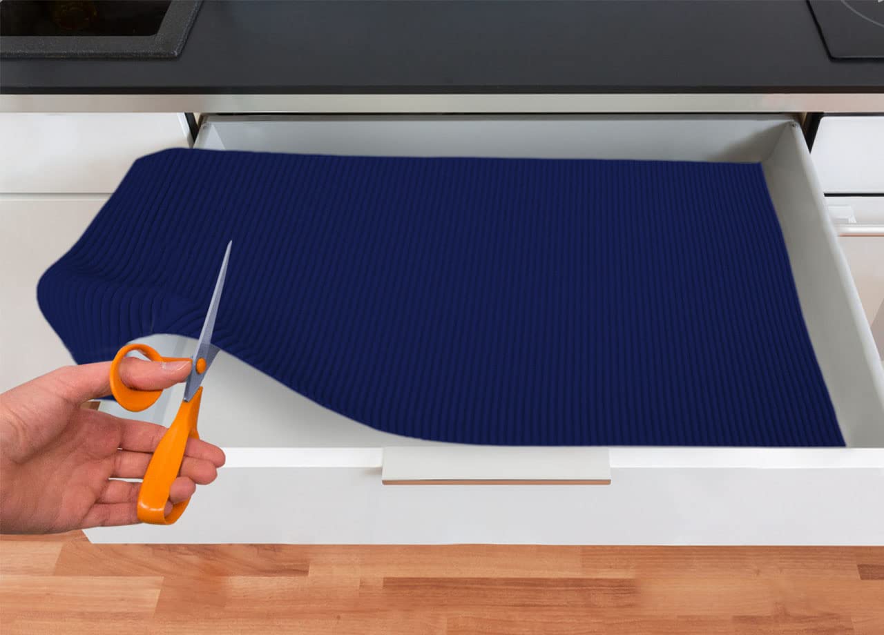 BIANCHERIAWEB Tappetino Gommato Antiscivolo Multiuso per Cassetti e Superfici Colore Blu 65x200cm Blu