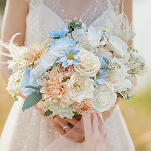 Artificial Fake Flowers Diy Bouquets Centerpieces Real Looking Faux Flowers For Wedding Flowers With Leaves And Stems Handmade Floral Arrangements Bridal Baby Shower Party Tables Home Decor #TOP3