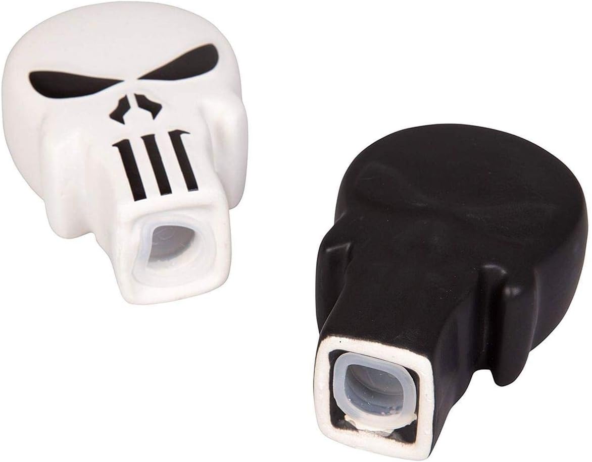 Marvel Punisher Ceramic Salt and Pepper Shakers - Black and White Punisher Skull Logo Design - 3"h