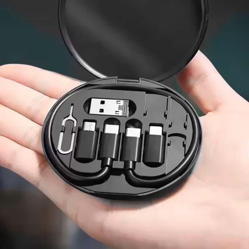 USB C to iOS/Android/Micro Adapter Kit, Multi Charging Cable with Storage Case & Phone Holder, Portable Travel Charger Data Transfer Solution for Smartphone & Tablet Laptop