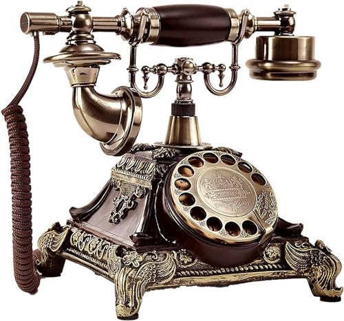Image of Earwig Antique Vintage Phone, Rotary Dial Retro Old Fashioned Landline Telephone for Home Office Cafe Bar Decor,European Style Landline Telephone Decor Collectors