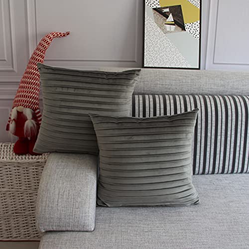 FYJS Lot de 2 Housses de Coussin en Velours, décoration de Salon, 45 x 45 cm, Gris Cover