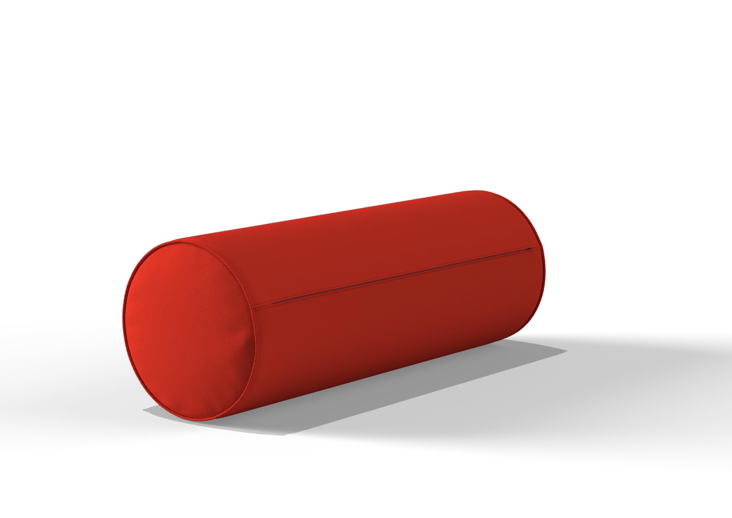 ARLINENS Round Cervical Roll Bolster Pillow with Removable & Washable Cotton Cover Pillow Filled with hollow Fiber neck & Back Cushions-Great for Yoga & Massage (Large 20 x 60cm, Red)