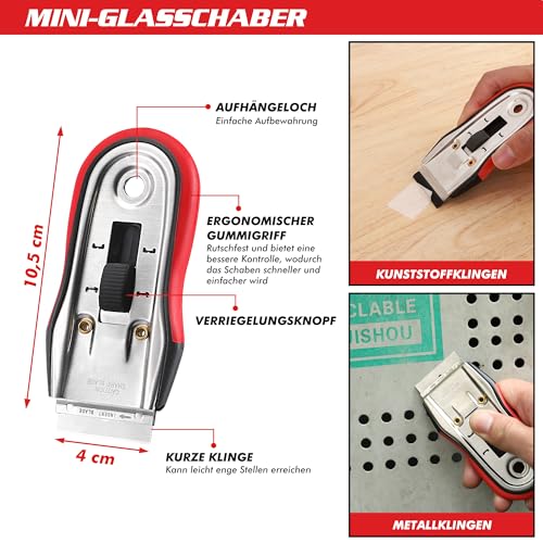 Goldblatt Rasierklingen Schaber, 2-teiliges Rasiermesser Schaber Werkzeug mit 20-teiligen Klingen, Breite & Kurze Klingen für Abziehbilder, Aufkleber, Etiketten, Dichtung, Klebstoff