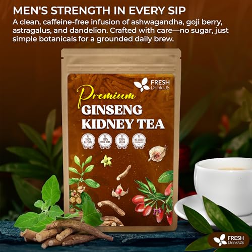 Image of FreshDrinkUS, Ginseng Kidney Tea - 30 Packs of Herbal Detox & Vitality Support | 100% Natural Roots & Berries | Caffeine-Free | Adaptogenic Blend for Energy, Kidney Health, and Wellness