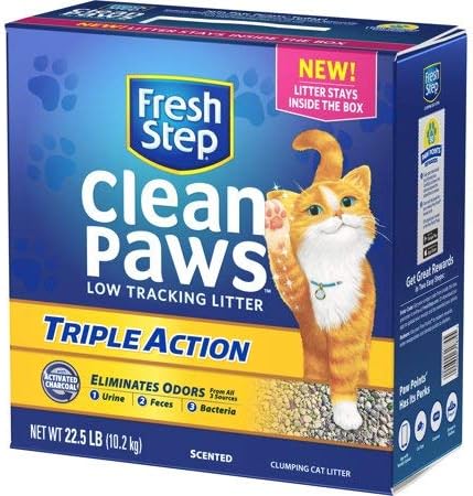 Fresh Step Clean Paws Triple Action Scented Litter, Clumping Cat Litter, 22.5 lbs Pack of 2
