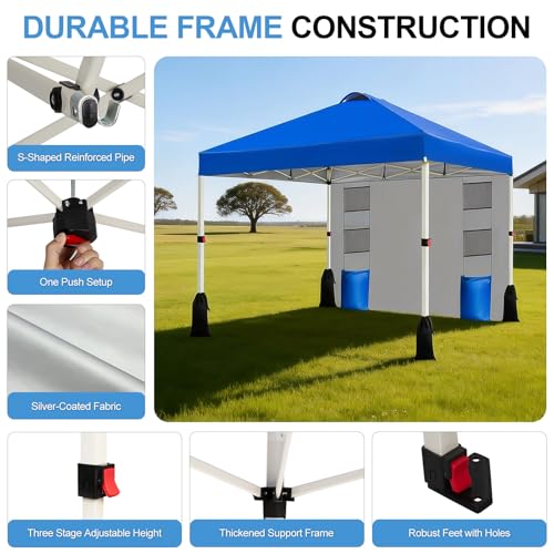 WEIZE 10x10 Pop Up Canopy with Sidewall