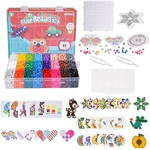 ARTKAL Fuse Beads Kit 4800pcs 24 Colors 5mm Iron Beads Kit with 5 Pegboards 55 Patterns 2 Tweezers 2 Ironing Paper, Great for Christmas Birthday