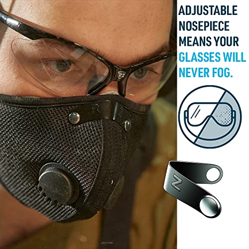 RZ Mask M2 Mesh Air Filtration Face Protection Dust Mask with 99.9% Effective Carbon Filters for Woodworking, Construction, X-Large,1 pc Black