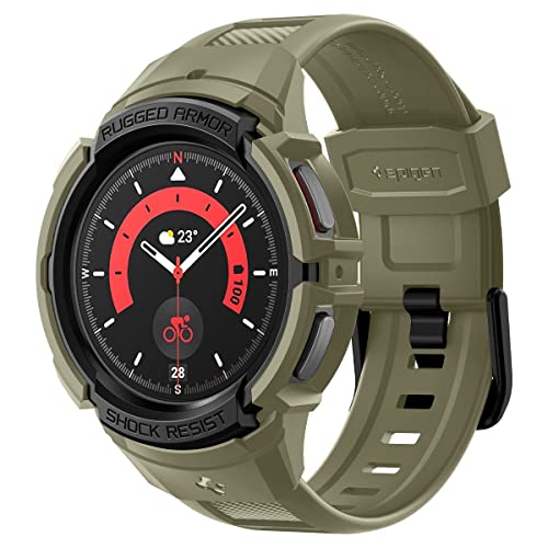 Spigen Rugged Armor Pro Designed for Samsung Galaxy Watch 5 Pro Band with Case Protector 45mm...