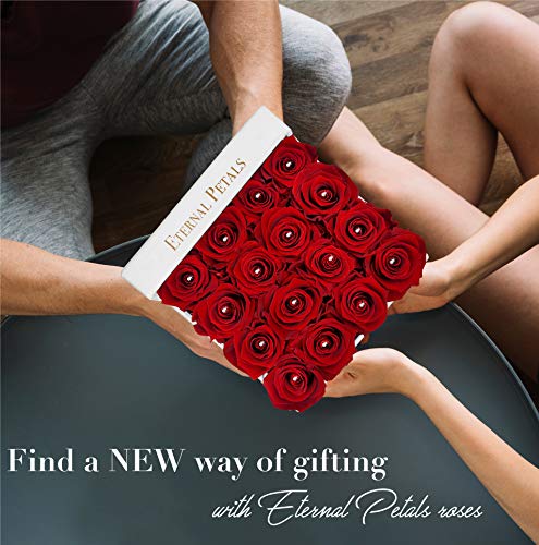 Real Roses That Last A Year - White Velvet Box with Swarovski Crystals (Cherry) - Image 6