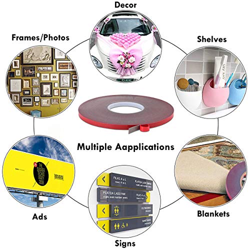 Lvyinyin Double Sided Adhesive Tape, Heavy Duty Mounting Tape, Waterproof Foam Masking Tape, Length 108Ft 33M, Width 0.39Inch 1Cm For 5050 Led Strip Lights, Home Office Decor #TOP3