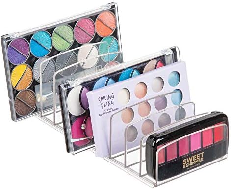 mDesign Makeup Organiser - Set of 2 - Ideal Makeup Storage Solution With 5 Compartments - Storage for Makeup, Palettes and Other Items - Clear