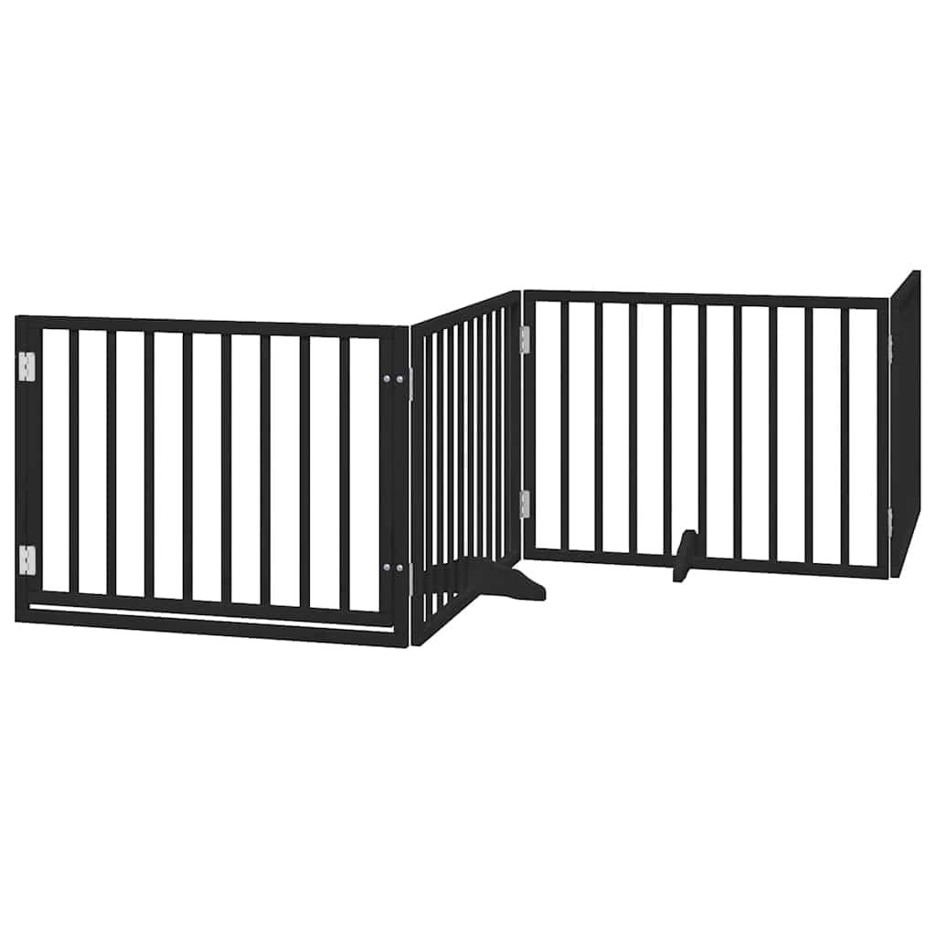 Cancelletto per cani in legno di pioppo con porta, pieghevole, autoportante, 800 cm, nero, per interni, giardino, campeggio, con gambe di supporto stabili ed elementi modulari a griglia