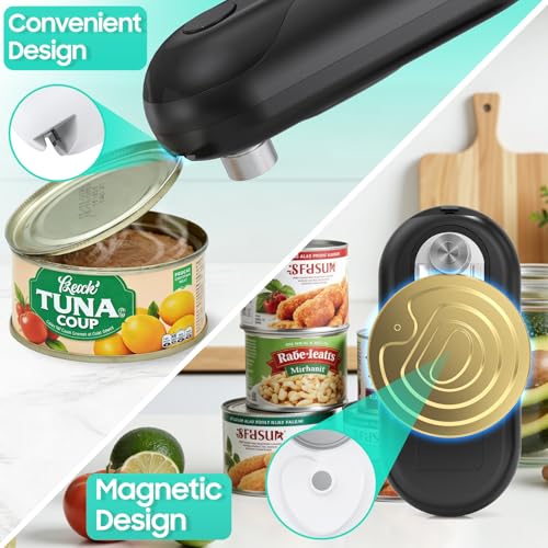 Electric Can Opener, Auto-Stop, Rechargeable, Side-Cut Smooth Edge, Hands Free Automatic Can Opener for Seniors & Arthritis Patients (Black)