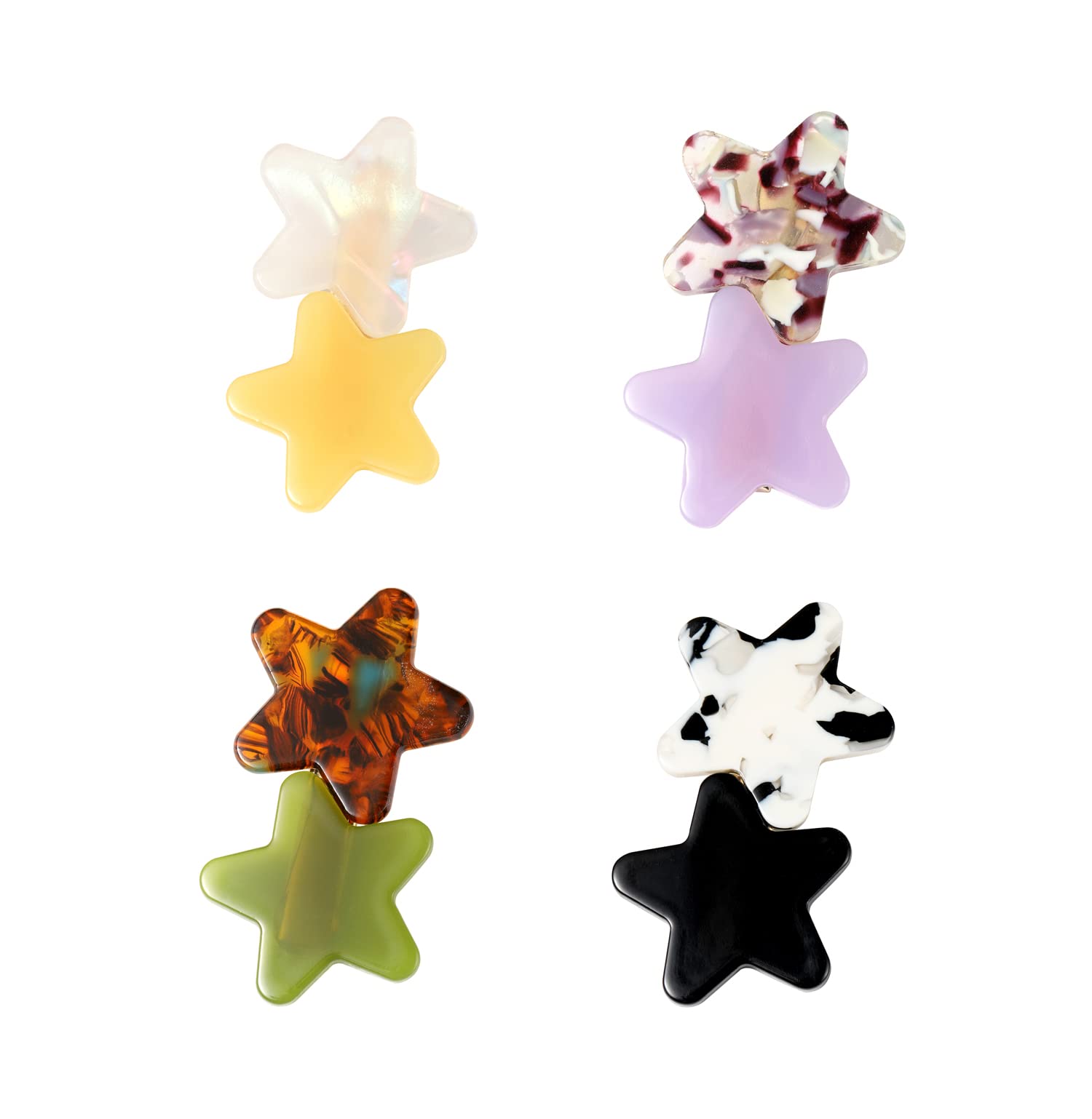 Photo 1 of SINNKY Acrylic Resin Stars Hair Clips - Multicolor