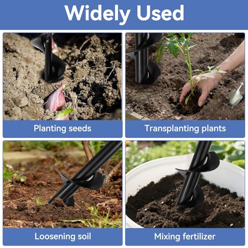 MISIQIMA 2 Pièces Tariere pour Perceuse, Noir Tarière Thermique, Mèche Jardin Tarière pour Ameublir Le Sol et Creuser des Trous en Jardinage (8 cm × 30 cm + 4 cm × 22 cm) – vue 7
