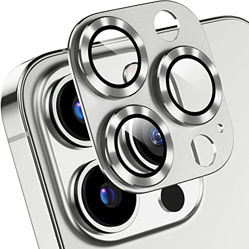Image of For iPhone 14 Pro /For iPhone 14 Pro Max Camera Lens Protector Tempered Glass, Alloy Metal 9H Individual Lens Ring Cover - (JNT Silvere)