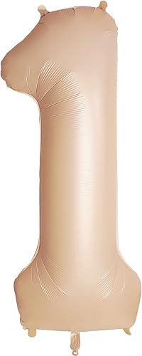 Globos número 1 retro albaricoque decoraciones para primer cumpleaños color marrón claro un globo para decoración de primer cumpleaños de niña