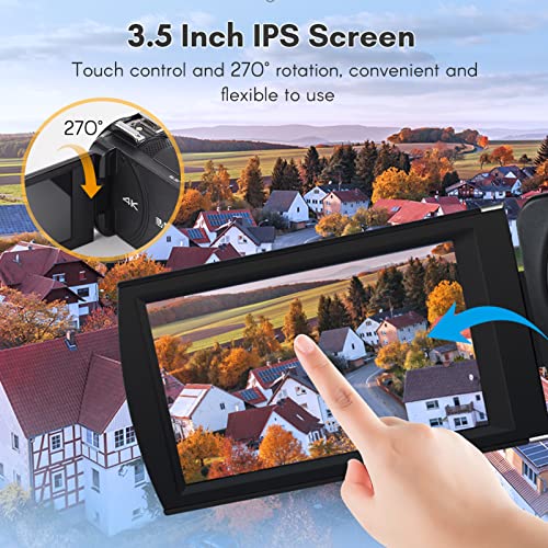 Qican HDR-AX10 Câmera de vídeo digital 4K WiFi Filmadora DV Gravador DV IPS de 3,5 polegadas Painel