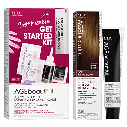 Image of AGE beautiful Permanent Hair Color Cream, 100% Gray Coverage Hair Dye with Biotin Anti-Aging Formula for Fuller, Thicker Hair, Professional Salon Quality
