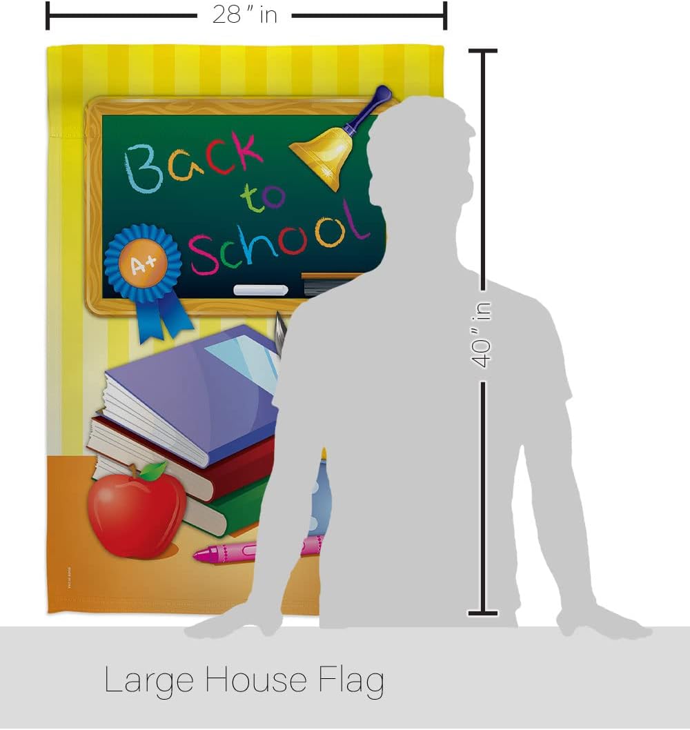 Breeze Decor Back to School House Flag Education First Day Bus Supplies Teacher Students Class Decoration Banner Small Garden Yard Gift Double-Sided, Imported