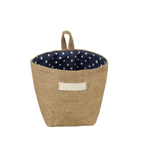 ABOOFAN Hanging Storage Bag Small Sacks Jute Fabric Striped Basket for Flower Pot Cosmetics Desktop Organizer Breathable Rustic Home Decor 5.51X5.51X9.84 Inch