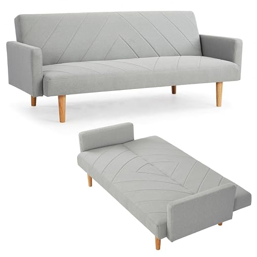 Home Detail 3 Seater Sofa Bed Fabric Chevron Design Wooden Leg Frame Sofabed Clic-Clac (Light Grey) 27 Home Detail 3 Seater Sofa Bed Fabric Chevron Design Wooden Leg Frame Sofabed Clic-Clac (Light Grey)