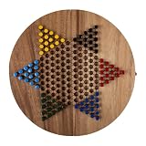 Sternhalma/Chinesische Dame XL aus Holz – Rundes klappbares Spielbrett 32 cm – 2–6 Spieler – Ab 7 Jahren – Spielregeln inkl. – Engelhart 350305