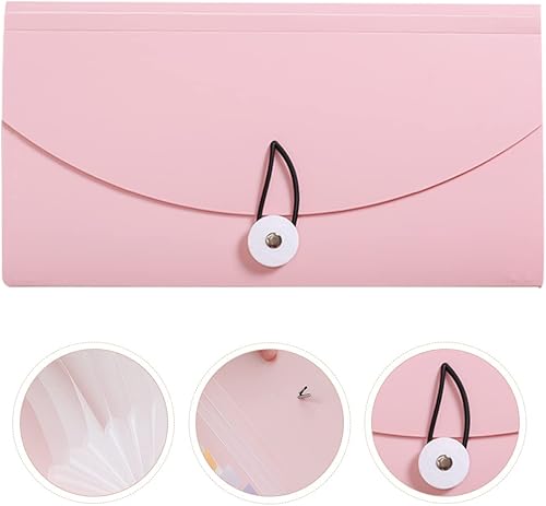 Miniatura 3 de STOBOK Cupón de recibo de factura de almacenamiento de bolsa, recibos de pie expandibles, bolsillo acordeán de negocios, archivo rosa para carpeta,