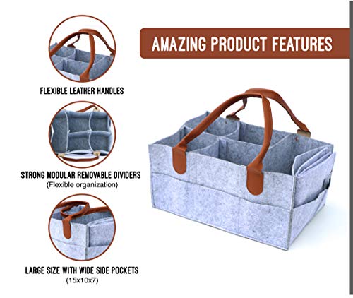 Organizador de fraldas para bebês – Bolsa de armazenamento portátil grande para bebês – Cesta de arm