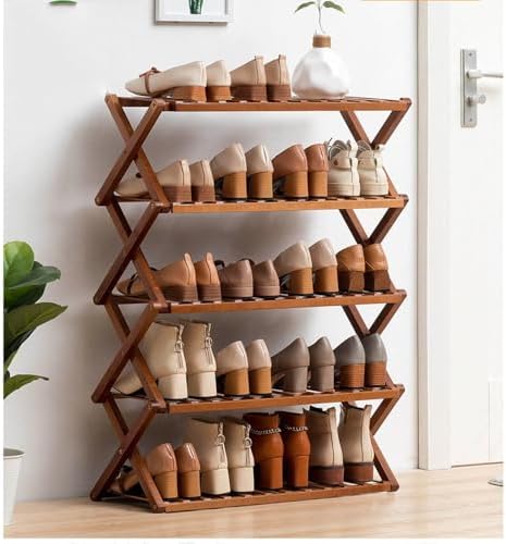 Foldable Bamboo Shoe Rack SpaceSaving Entryway Organizer Sturdy Design Stylish Storage Solution for Closets and Hallways（100 * 25 * 78cm）
