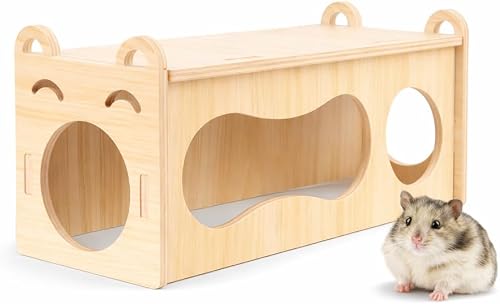8-Inch Natural Wood Hamster Tunnel Toy – 2½" Tube with 2" Openings, DIY Assembly Wooden Hideout Tube for Small Pets, Dwarf Hamsters, Gerbils, Mice