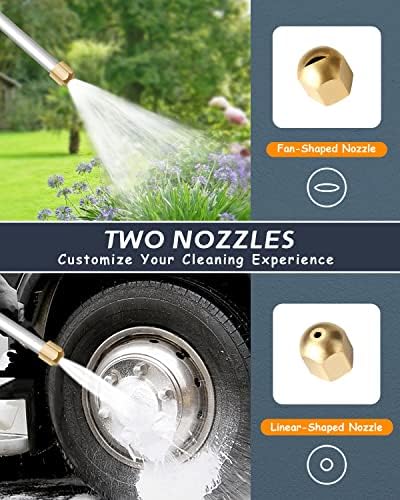 Rerennco Upgraded Jet Nozzle for Garden Hose Power Washer Wand Hydro Jet High Pressure Washer Tools with 2 Different Nozzles and Hose Quick Connectors — view 3