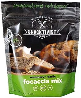 Snacktivist Foods - Gluten-Free Rosemary Garlic Focaccia Bread Baking Mix - Vegan, Egg-Free