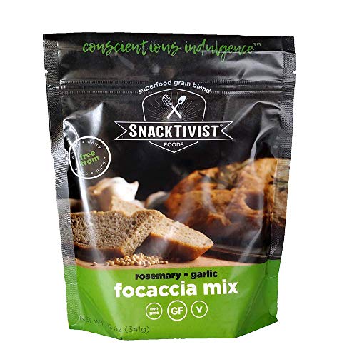 Snacktivist Foods - Gluten-Free Rosemary Garlic Focaccia Bread Baking Mix - Vegan, Egg-Free