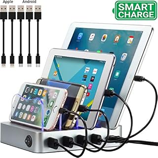Smart Charging Station for Multiple Devices, Simicore 4-Port USB Charger Station with 5