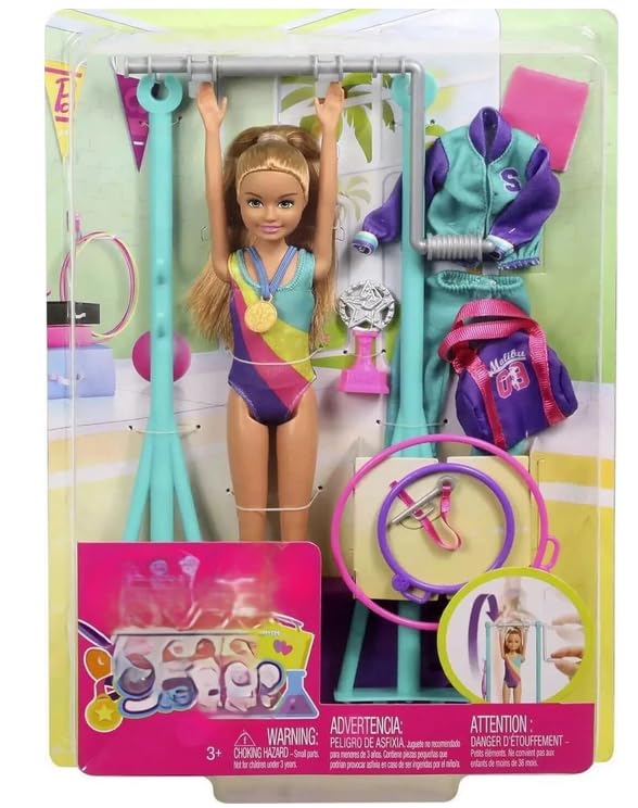 RYYN New Amazing Gymnastics Doll and Playset Includes Doll with Fashions & Accessories Spinning Bar Hoops Ribbon Medal Trophy Towel & Gym Bag Great as a Gift - A41