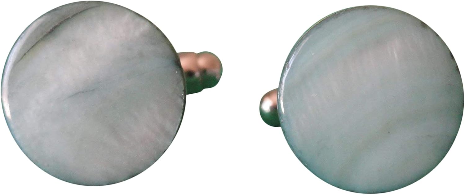 Green-White Shell Cufflinks, Lapel Pins, Tie Bars, Earrings, Jewelry and Accessories - Pale Green Color