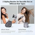 Hair Dryer, 160000 RPM Portable Professional Ionic Hair Dryer with 500 Million Negative Ions, Fast-Drying, Low Noise with Diffuser & Nozzle, Lightweight for Home and Travel - Image 3