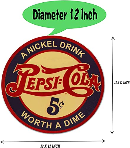 12" Round Pepsi Cola Tin Sign A Nickel Drink, Worth A Dime #TOP1