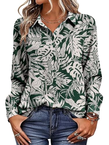 Image of Magritta Women's Shirts Fashion Casual Loose Fit Long Sleeve Button Down Lightweight Collared Blouse Tops