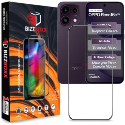 Image of Edge to Edge Tempered Glass For Oppo Reno16c 5G Screen Protector Guard - HD Clarity, Anti-Fingerprint Screen Guard (Reno 16c - 6.57 Inch inch) With Installation Kit - Pack of 1