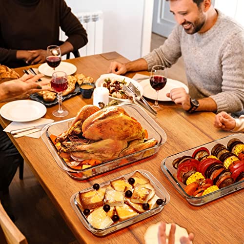 Nutriups Glass Baking Dish Set For Oven Glass Pan For Cooking Rectangular Bakeware Set Glass Casserole Dish Set Nesting For Saving Space (Set Of 3 (1L+1.5L+2L)) #TOP3
