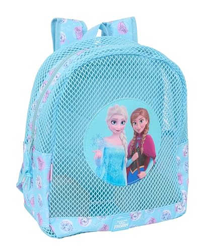 Safta FROZEN - Mochila Infantil de Playa, Anti Arena, con Asas, Fácil Limpieza, Ideal para Niños de Diferentes Edades, Cómoda y Versátil, 32x12x38 cm